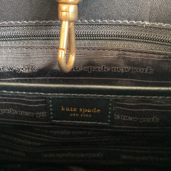 Kate Spade Manhattan Spade Flower Monogram Chenille Small Tote Black Cream Gold - Picture 9 of 15